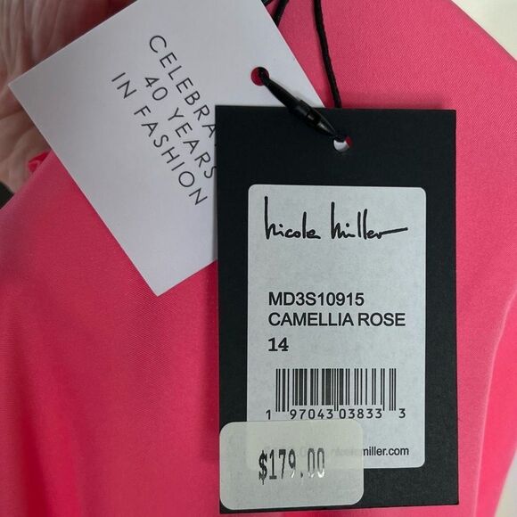 Nicole Miller Ruffle Cold Shoulder Long Sleeve Dress in Camelia Rose - Picture 7 of 12